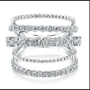 Beautiful Silver Multi band CZ Diamond Ring